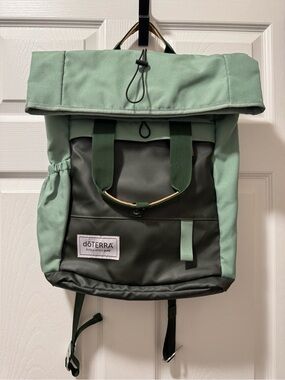 Doterra Two-Tone Mint and Forest Green Roll-Top Backpack